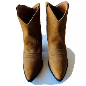 Sabree Laurie Tan Suede Leather Cowboy Booties 6